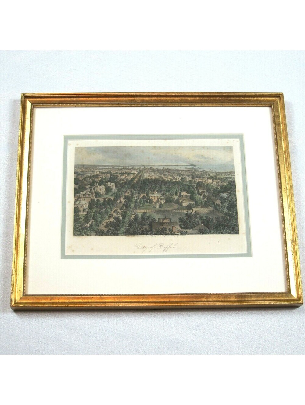 Antique 1872 Buffalo New York NY Steel Engraved Panoramic Print 15.5x13 Framed
